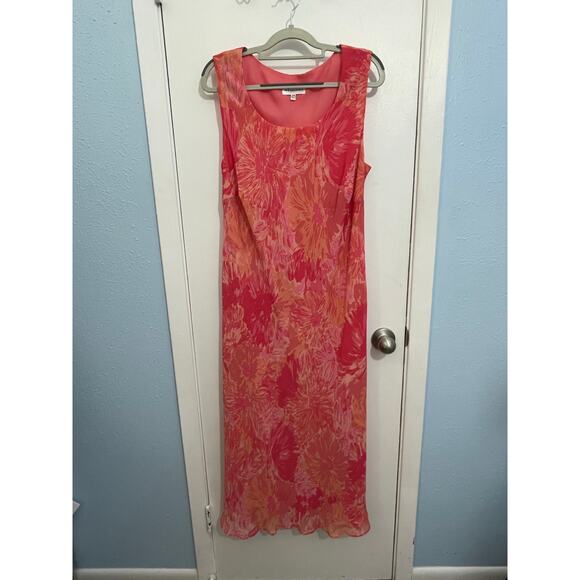 Vintage Studio I Dress Jacket Set 14W Pink Floral Chiffon Spring Cottage Core - Picture 3 of 8